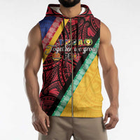 Love Torba PNG Day Sleeveless Zip Hoodie Together We Grow - Polynesian Pride