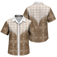 Beige Hawaii Paniolo Quilt Motif Family Matching Tank Maxi Dress and Hawaiian Shirt LT05 Son's Shirt Beige - Polynesian Pride