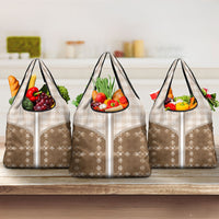 Beige Hawaii Paniolo Quilt Motif Grocery Bag LT05 3-pack One Size Beige - Polynesian Pride