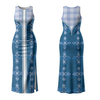 Blue Hawaii Paniolo Quilt Motif Couples Matching Tank Maxi Dress and Long Sleeve Button Shirt LT05 - Polynesian Pride