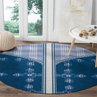 Blue Hawaii Paniolo Quilt Motif Round Carpet LT05 - Polynesian Pride