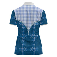 Blue Hawaii Paniolo Quilt Motif Women Polo Shirt LT05 - Polynesian Pride