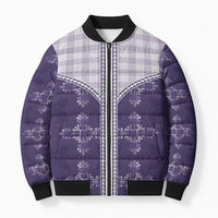 Purple Hawaii Paniolo Quilt Motif Bomber Puffer Jacket LT05 Unisex Purple - Polynesian Pride