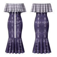 Purple Hawaii Paniolo Quilt Motif Couples Matching Mermaid Dress and Hawaiian Shirt LT05 - Polynesian Pride