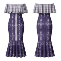 Purple Hawaii Paniolo Quilt Motif Family Matching Mermaid Dress and Hawaiian Shirt LT05 Mom's Dress Purple - Polynesian Pride