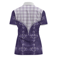Purple Hawaii Paniolo Quilt Motif Women Polo Shirt LT05 - Polynesian Pride