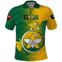 Papua New Guinea Enga Province Polo Shirt Mix Coat Of Arms Polynesian Pattern LT05 Green - Polynesian Pride
