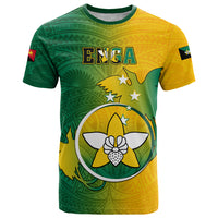Papua New Guinea Enga Province T Shirt Mix Coat Of Arms Polynesian Pattern LT05 Green - Polynesian Pride