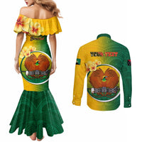 Personalized Papua New Guinea Enga Province Couples Matching Mermaid Dress and Long Sleeve Button Shirts Mix Coat Of Arms Polynesian Pattern LT05 - Polynesian Pride