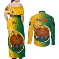 Personalized Papua New Guinea Enga Province Couples Matching Off Shoulder Maxi Dress and Long Sleeve Button Shirts Mix Coat Of Arms Polynesian Pattern LT05 - Polynesian Pride