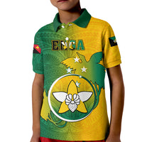 Personalized Papua New Guinea Enga Province Kid Polo Shirt Mix Coat Of Arms Polynesian Pattern LT05 Kid Green - Polynesian Pride