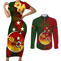 Personalized Papua New Guinea Chimbu Province Couples Matching Short Sleeve Bodycon Dress and Long Sleeve Button Shirts Mix Coat Of Arms Polynesian Pattern LT05 Red - Polynesian Pride