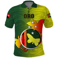 Papua New Guinea Oro Province Polo Shirt Mix Coat Of Arms Polynesian Pattern LT05 Yellow - Polynesian Pride