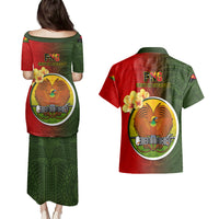 Papua New Guinea Eastern Highlands Province Couples Matching Puletasi Dress and Hawaiian Shirt Mix Coat Of Arms Polynesian Pattern LT05 - Polynesian Pride