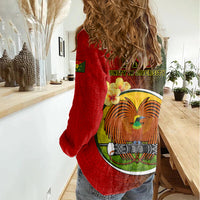 Papua New Guinea Eastern Highlands Province Women Casual Shirt Mix Coat Of Arms Polynesian Pattern LT05 - Polynesian Pride