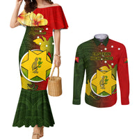 Personalized Papua New Guinea Eastern Highlands Province Couples Matching Mermaid Dress and Long Sleeve Button Shirts Mix Coat Of Arms Polynesian Pattern LT05 Red - Polynesian Pride