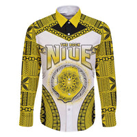 Personalised Niue The Rock Of Polynesia Family Matching Long Sleeve Bodycon Dress and Hawaiian Shirt Peniamina Gospel Day Yellow Version