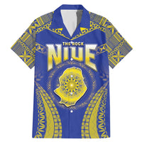 Personalised Niue The Rock Of Polynesia Family Matching Mermaid Dress and Hawaiian Shirt Peniamina Gospel Day Blue Version