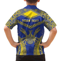 Personalised Niue The Rock Of Polynesia Family Matching Puletasi and Hawaiian Shirt Peniamina Gospel Day Blue Version