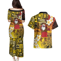 Papua New Guinea Retro Christmas Couples Matching Puletasi and Hawaiian Shirt Hamamas Krismas - Polynesian Pride
