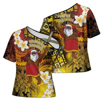 Papua New Guinea Retro Christmas Cross Shoulder Shirt Hamamas Krismas - Polynesian Pride