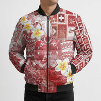 Tonga Christmas Bomber Puffer Jacket Kilisimasi Fiefia Retro Style Red - Polynesian Pride