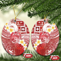 Tonga Christmas Ceramic Ornament Kilisimasi Fiefia Retro Style Red LT05 Oval Red - Polynesian Pride