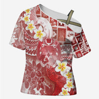 Tonga Christmas Cross Shoulder Shirt Kilisimasi Fiefia Retro Style Red - Polynesian Pride