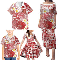 Tonga Christmas Family Matching Puletasi and Hawaiian Shirt Kilisimasi Fiefia Retro Style Red - Polynesian Pride