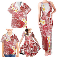 Tonga Christmas Family Matching Tank Maxi Dress and Hawaiian Shirt Kilisimasi Fiefia Retro Style Red - Polynesian Pride