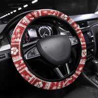 Tonga Christmas Steering Wheel Cover Kilisimasi Fiefia Retro Style Red LT05 Universal Fit Red - Polynesian Pride