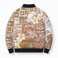 Tonga Christmas Bomber Puffer Jacket Kilisimasi Fiefia Retro Style Brown - Polynesian Pride