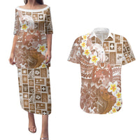 Tonga Christmas Couples Matching Puletasi and Hawaiian Shirt Kilisimasi Fiefia Retro Style Brown - Polynesian Pride