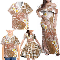 Tonga Christmas Family Matching Off Shoulder Maxi Dress and Hawaiian Shirt Kilisimasi Fiefia Retro Style Brown - Polynesian Pride