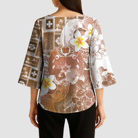 Tonga Christmas Kimono Sleeve Blouse Kilisimasi Fiefia Retro Style Brown - Polynesian Pride