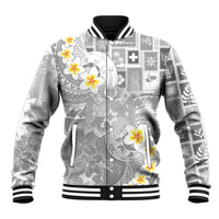 Tonga Christmas Baseball Jacket Kilisimasi Fiefia Retro Style White - Polynesian Pride