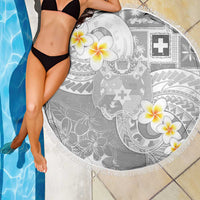 Tonga Christmas Beach Blanket Kilisimasi Fiefia Retro Style White - Polynesian Pride