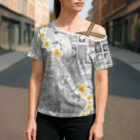 Tonga Christmas Cross Shoulder Shirt Kilisimasi Fiefia Retro Style White - Polynesian Pride