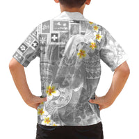 Tonga Christmas Family Matching Off The Shoulder Long Sleeve Dress and Hawaiian Shirt Kilisimasi Fiefia Retro Style White - Polynesian Pride