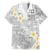 Tonga Christmas Family Matching Off Shoulder Short Dress and Hawaiian Shirt Kilisimasi Fiefia Retro Style White - Polynesian Pride