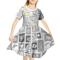 Tonga Christmas Kid Short Sleeve Dress Kilisimasi Fiefia Retro Style White LT05 - Polynesian Pride
