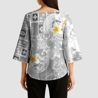 Tonga Christmas Kimono Sleeve Blouse Kilisimasi Fiefia Retro Style White - Polynesian Pride