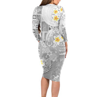 Tonga Christmas Long Sleeve Bodycon Dress Kilisimasi Fiefia Retro Style White LT05 - Polynesian Pride