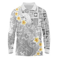 Tonga Christmas Long Sleeve Polo Shirt Kilisimasi Fiefia Retro Style White LT05 White - Polynesian Pride