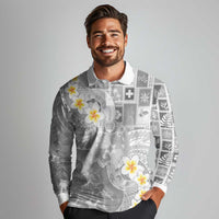 Tonga Christmas Long Sleeve Polo Shirt Kilisimasi Fiefia Retro Style White LT05 - Polynesian Pride