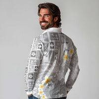 Tonga Christmas Long Sleeve Polo Shirt Kilisimasi Fiefia Retro Style White LT05 - Polynesian Pride