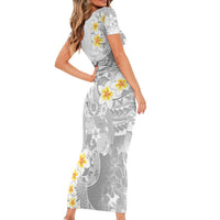 Tonga Christmas Short Sleeve Bodycon Dress Kilisimasi Fiefia Retro Style White LT05 - Polynesian Pride