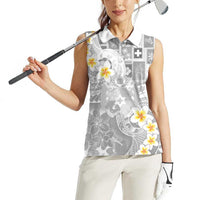 Tonga Christmas Women Sleeveless Polo Shirt Kilisimasi Fiefia Retro Style White - Polynesian Pride