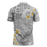 Tonga Christmas Zipper Polo Shirt Kilisimasi Fiefia Retro Style White - Polynesian Pride