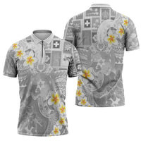 Tonga Christmas Zipper Polo Shirt Kilisimasi Fiefia Retro Style White LT05 - Polynesian Pride